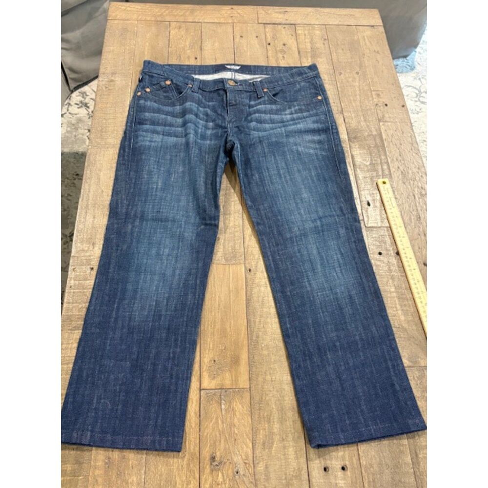 Rock and Republic Stella Jeans Womens 31 Mid Rise Straight Dark Wash Embroidered